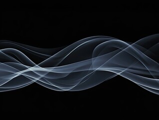 Naklejka premium Abstract white flowing lines creating a dynamic wave pattern on a black background