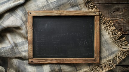 Text space on tablecloth with chalkboard.