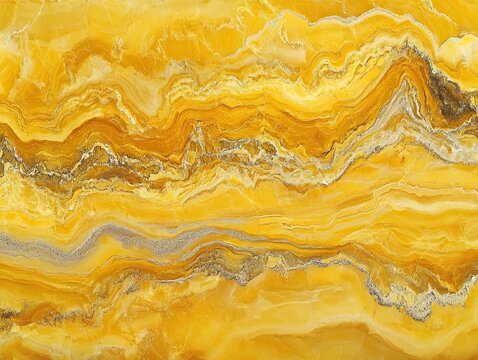 Striking yellow and silver marble texture with swirling patterns abstract background