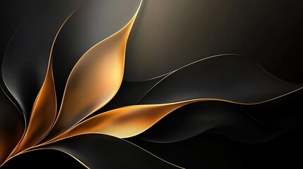 Abstract Gold and Black Wavy Design