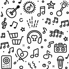 Fototapeta premium Doodle Music Festival Background Pattern