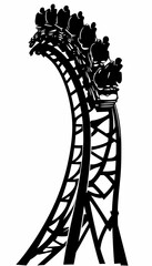 Silhouette of a Roller Coaster ride black illustration  -