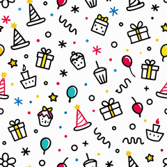 Festive birthday party seamless pattern background