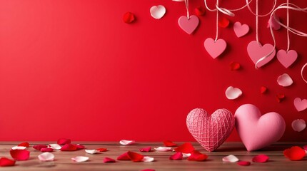 Happy Valentine's Day red background with hearts