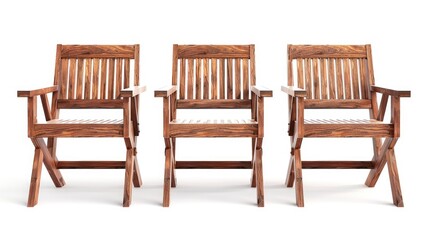 Fototapeta premium Wooden chairs isolated on white with clipping path