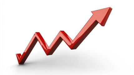 Red arrow graph showing upward trend growth