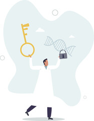 Personalized medicine with specific patient DNA research.flat characters.