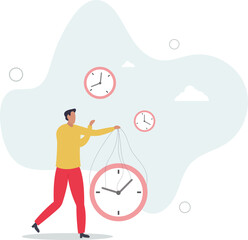Control time, freedom or efficient time management to finish project within deadline, productivity or efficiency, productive project manager concept.flat characters.
