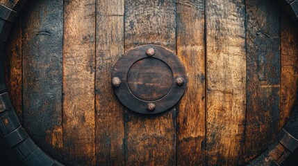 Dark Wooden Barrel Staves with Central Circular Inset