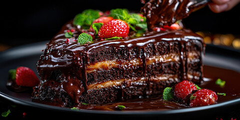 Luxuous Cake, Macro Photography Style, Generative AI Bakery background