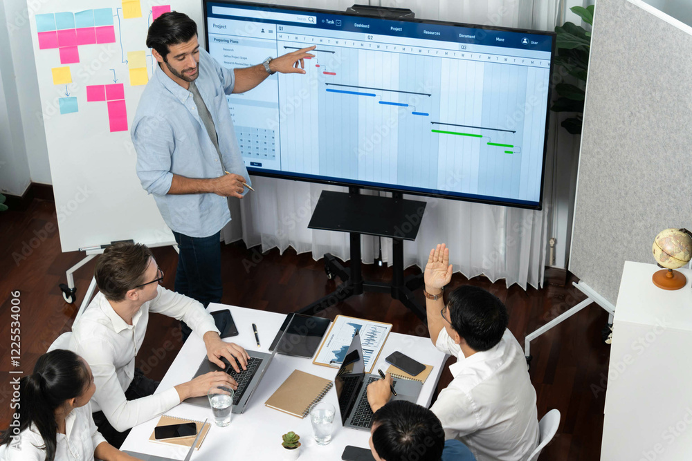 Aufkleber project manager communicate and collaborate with team using project management software display on m