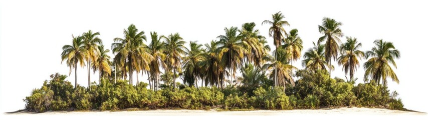 Fototapeta premium Lush Tropical Island Palm Trees Beach Scene