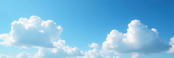 Fototapeta premium White clouds in the blue sky are dotted with tiny wisps of cloud, natural scenery, fluffy clouds,