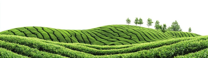 Lush Green Tea Plantation Rolling Hills Landscape