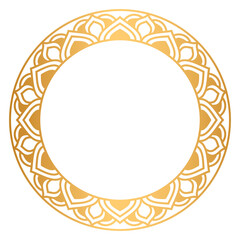 Beautiful Floral Islamic Frame with Indian flower mandala art with luxury golden circle frame transparent vintage gold circular pattern	