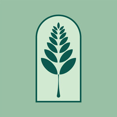 leaf shape abstract geometric floral logo.