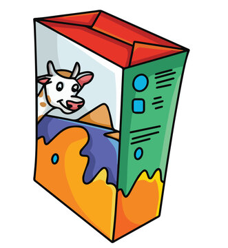 recommend clip art: Cute cartoon hand drawn vector milk box illustration.