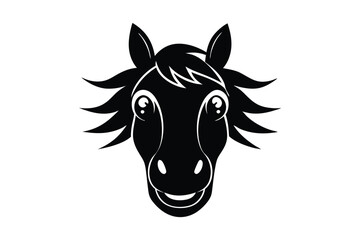 A minimalistic horse face with a short mane silhouette illustration.eps