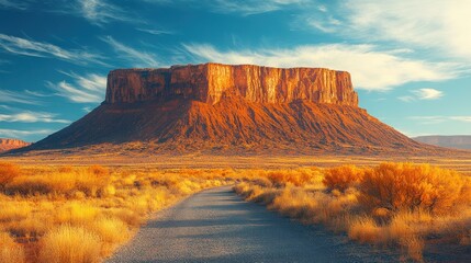 Desert mesa road sunset landscape travel