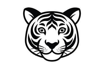 A tiger face with small stripes silhouette illustration.eps