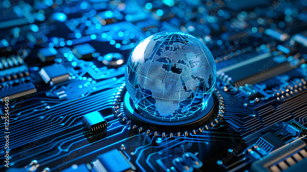 Poster global technology concept on circuit board
