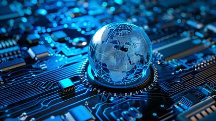 Global technology concept on circuit board