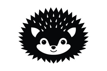 A cute hedgehog face silhouette illustration.eps