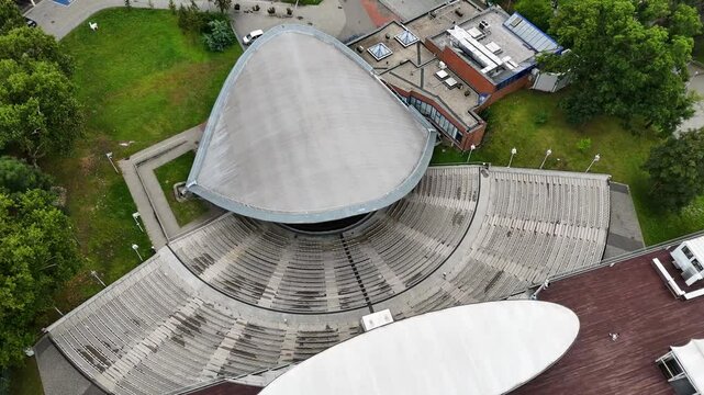 Drone view of the Millennium Amphitheatre in Opole, Poland