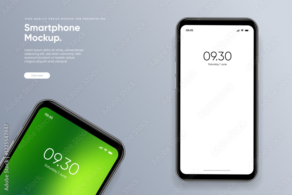 Poster realistic smartphone mockup. mobile phone vector with isolated on white background. device front vie