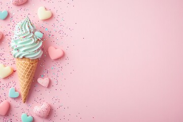 Vector background with ice cream and a neutral backdrop, featuring space for custom text, ideal for creative designs and ads