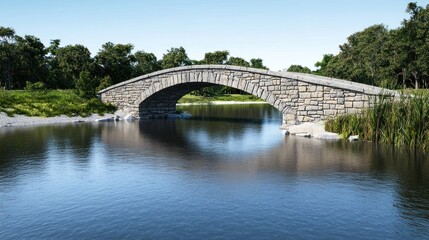 Stone Arch Bridge over Calm Lake