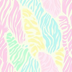 Pastel Zebra Pattern: Bright, Colorful, Abstract Animal Print Design