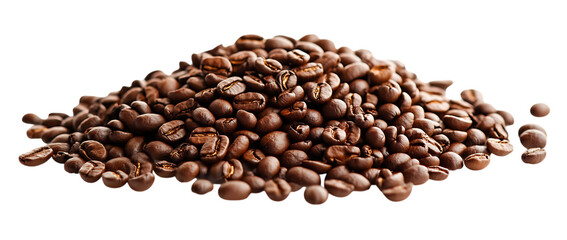 Fototapeta premium Roasted coffee beans close up, aromatic, dark brown pile