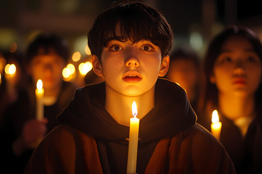 A vibrant community procession on Ash Wednesday, featuring worshippers in traditional attire, celebrating religious unity and culture