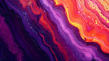 Vibrant Abstract Swirls of Purple, Orange and Red Hues in Motion
