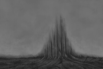 Abstract Landscape Painting - digital painting. The picture is painted by hand on a tablet. © neurostructure