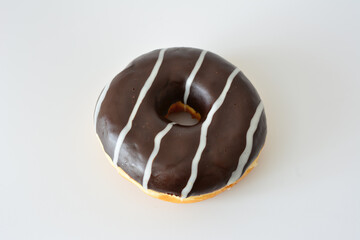 Chocolate Striped Donut isolated on the white background 
