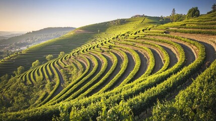 Rolling Green Hills Vineyard Landscape Scenic View