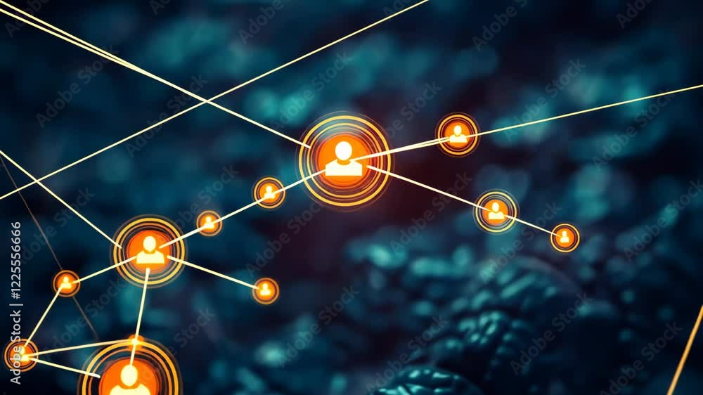 Poster a vibrant network of illuminated nodes and interconnected lines reveals a captivating abstract desig
