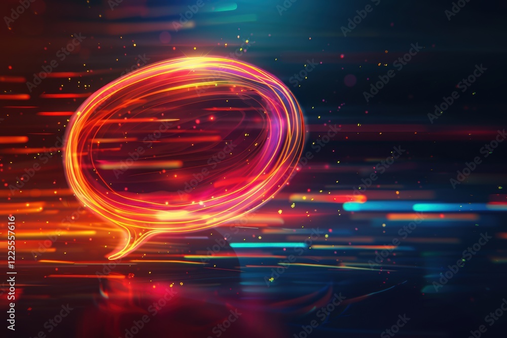 Aufkleber dynamic glossy speech bubble with abstract colorful light streaks for modern design themes