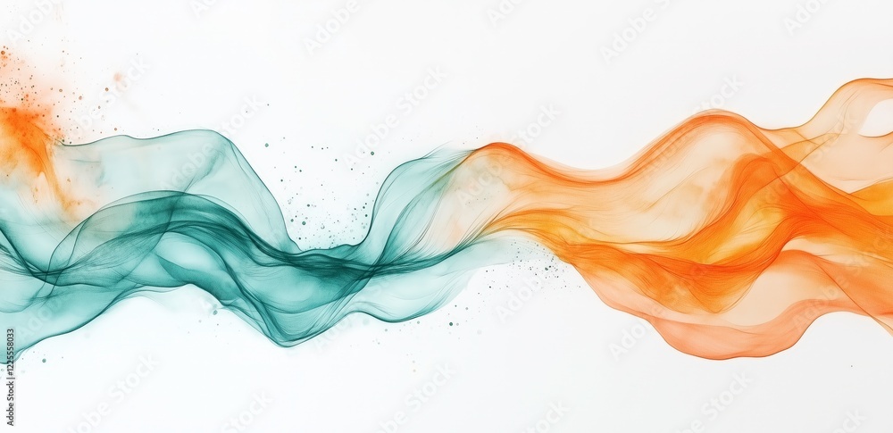 Poster abstract teal and orange flow: a mesmerizing abstract artwork featuring flowing, translucent teal an
