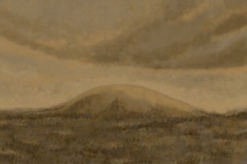 Abstract Landscape Painting - digital painting. The picture is painted by hand on a tablet. © neurostructure