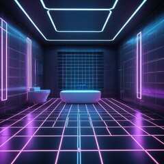 Modern Neon Bathroom
A bathroom with a high-tech design, featuring neon pink and blue light lines that create a stylish ambiance.
