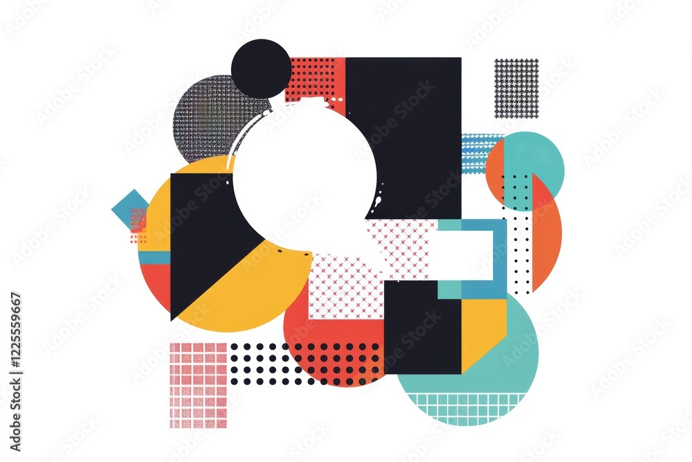 Poster modern minimalist speech bubble design on bold geometric color block background