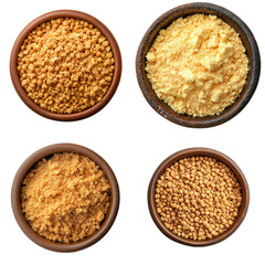 Natural sweeteners varieties of sugars and powders culinary kitchen food photography bright lighting close-up view health benefits