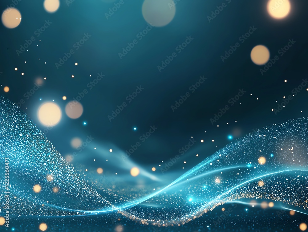 Poster a mesmerizing abstract background featuring glowing particles and flowing waves. ideal for digital a