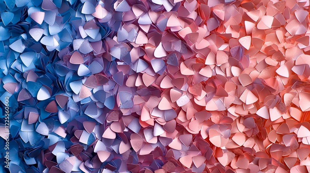 Poster a mesmerizing abstract background featuring vibrant blue and pink paper-like shapes, creating a laye