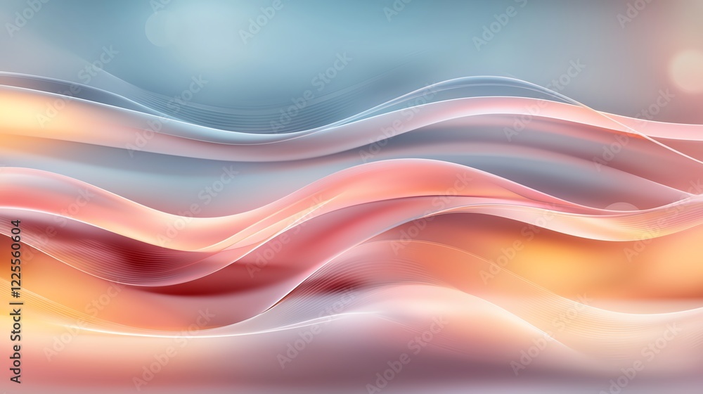 Poster a mesmerizing abstract composition featuring flowing waves of soft colors. ideal for backgrounds, de