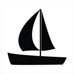 sailboat vector icon. Black silhouette of a   sailboat . Nautical yacht or sailboat