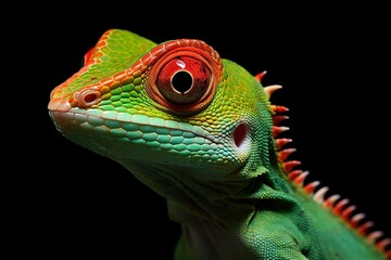 Fototapeta premium chameleon on a black background